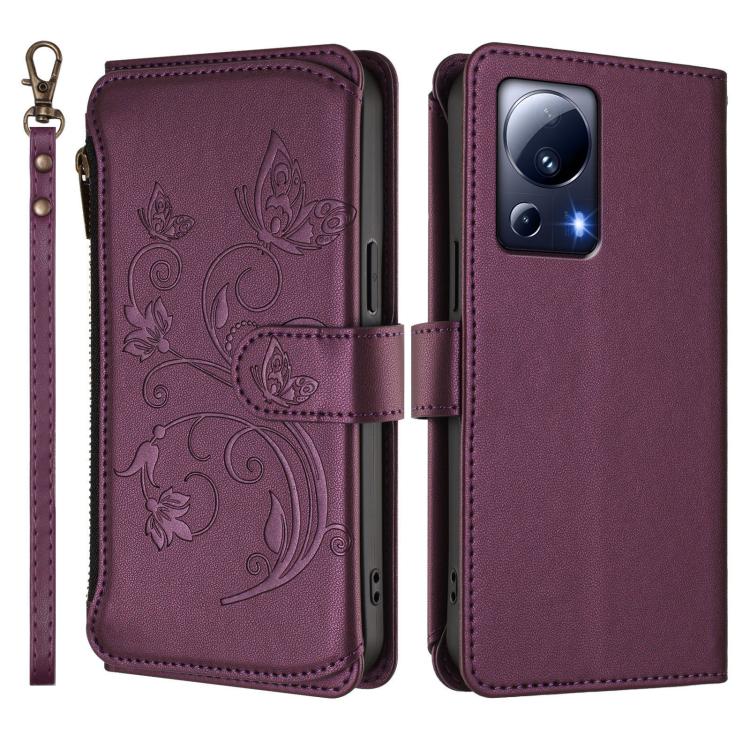 For Xiaomi 13 Lite / Civi 2 Butterfly Love Flower Multi-card Zipper Wallet Leather Phone Case