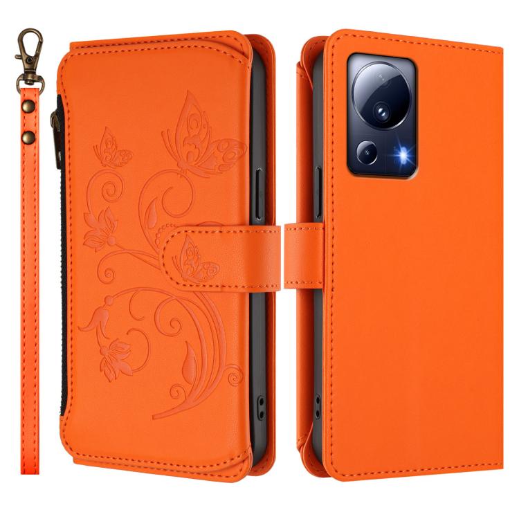 For Xiaomi 13 Lite / Civi 2 Butterfly Love Flower Multi-card Zipper Wallet Leather Phone Case