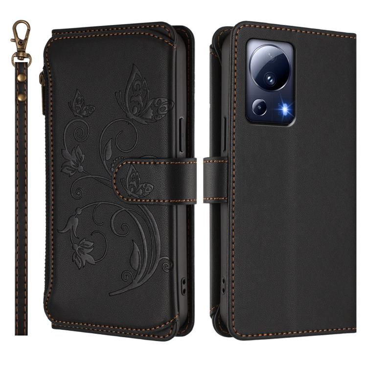 For Xiaomi 13 Lite / Civi 2 Butterfly Love Flower Multi-card Zipper Wallet Leather Phone Case