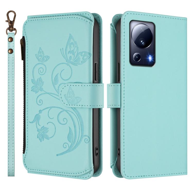 For Xiaomi 13 Lite / Civi 2 Butterfly Love Flower Multi-card Zipper Wallet Leather Phone Case