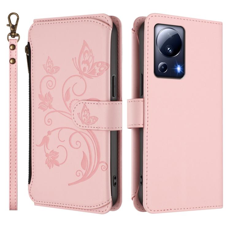 For Xiaomi 13 Lite / Civi 2 Butterfly Love Flower Multi-card Zipper Wallet Leather Phone Case