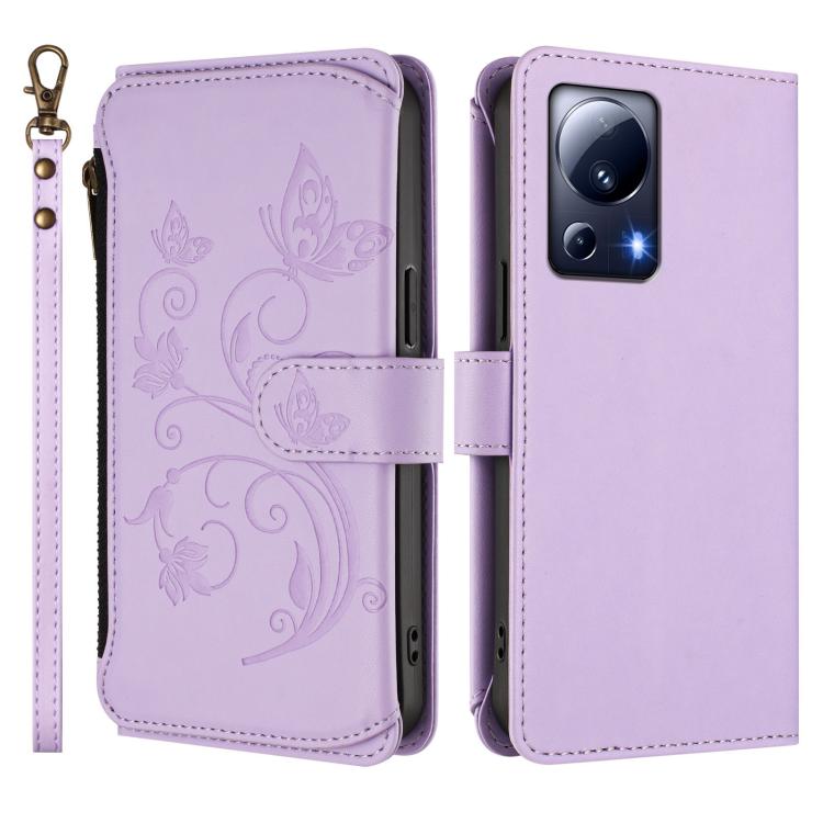 For Xiaomi 13 Lite / Civi 2 Butterfly Love Flower Multi-card Zipper Wallet Leather Phone Case