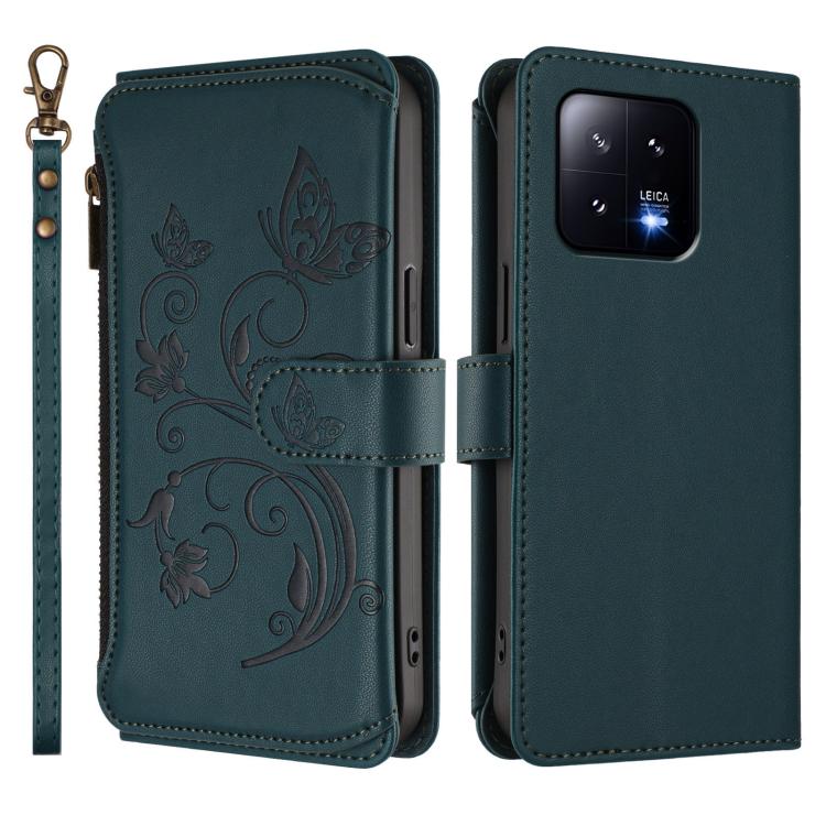 For Xiaomi 13 Butterfly Love Flower Multi-card Zipper Wallet Leather Phone Case