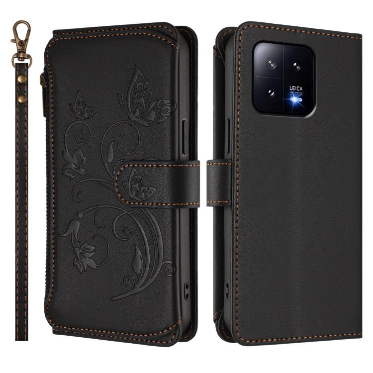 For Xiaomi 13 Butterfly Love Flower Multi-card Zipper Wallet Leather Phone Case