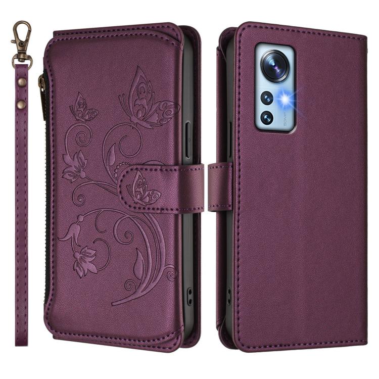 For Xiaomi 12 / Xiaomi 12X / Xiaomi 12S Butterfly Love Flower Multi-card Zipper Wallet Leather Phone Case