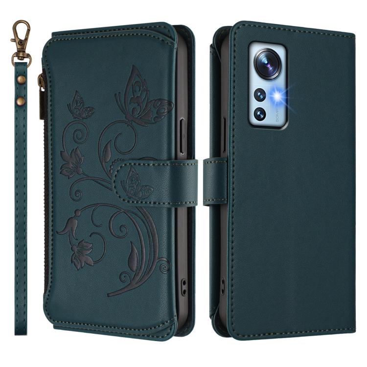 For Xiaomi 12 / Xiaomi 12X / Xiaomi 12S Butterfly Love Flower Multi-card Zipper Wallet Leather Phone Case
