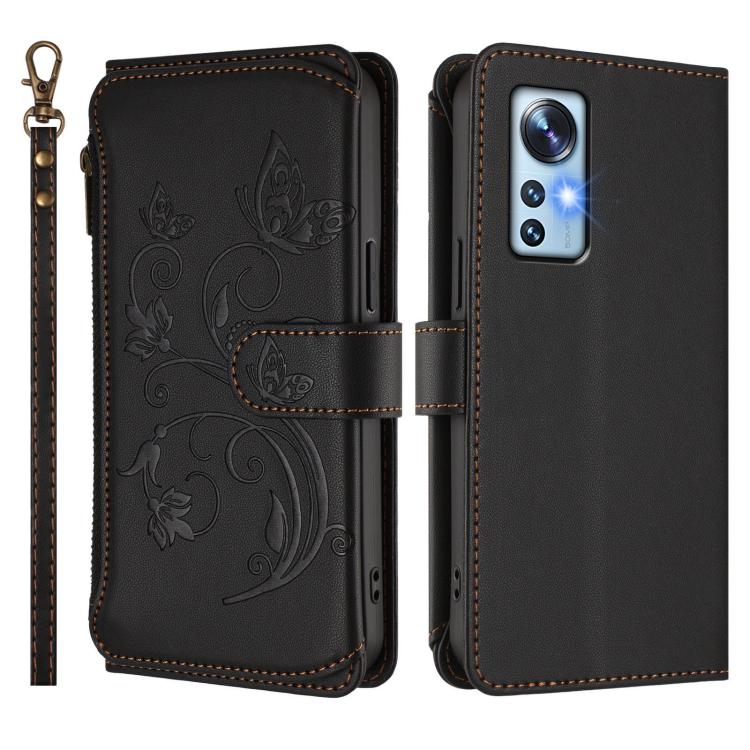For Xiaomi 12 / Xiaomi 12X / Xiaomi 12S Butterfly Love Flower Multi-card Zipper Wallet Leather Phone Case