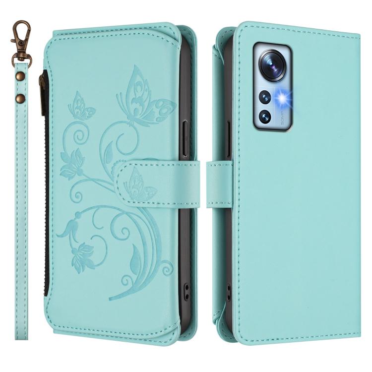 For Xiaomi 12 / Xiaomi 12X / Xiaomi 12S Butterfly Love Flower Multi-card Zipper Wallet Leather Phone Case