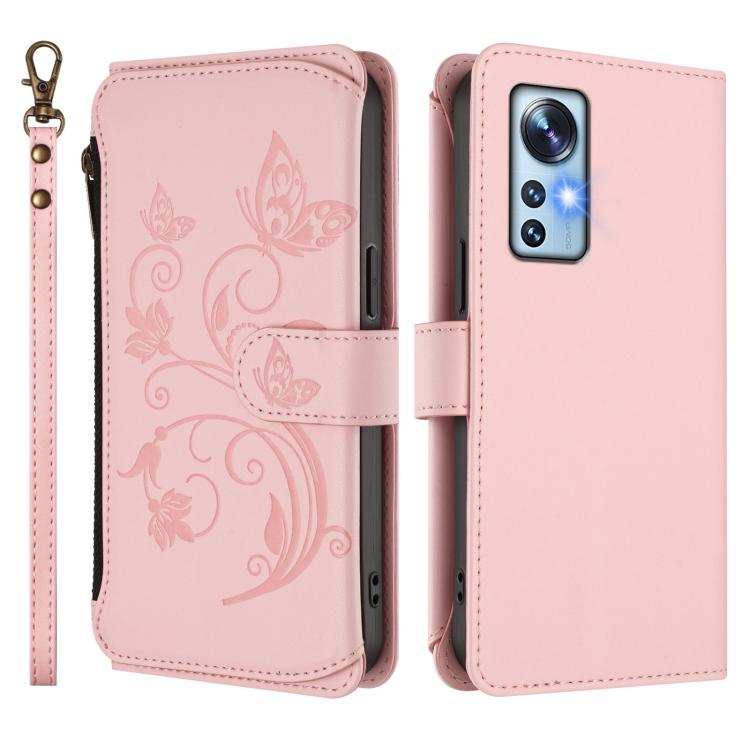For Xiaomi 12 / Xiaomi 12X / Xiaomi 12S Butterfly Love Flower Multi-card Zipper Wallet Leather Phone Case
