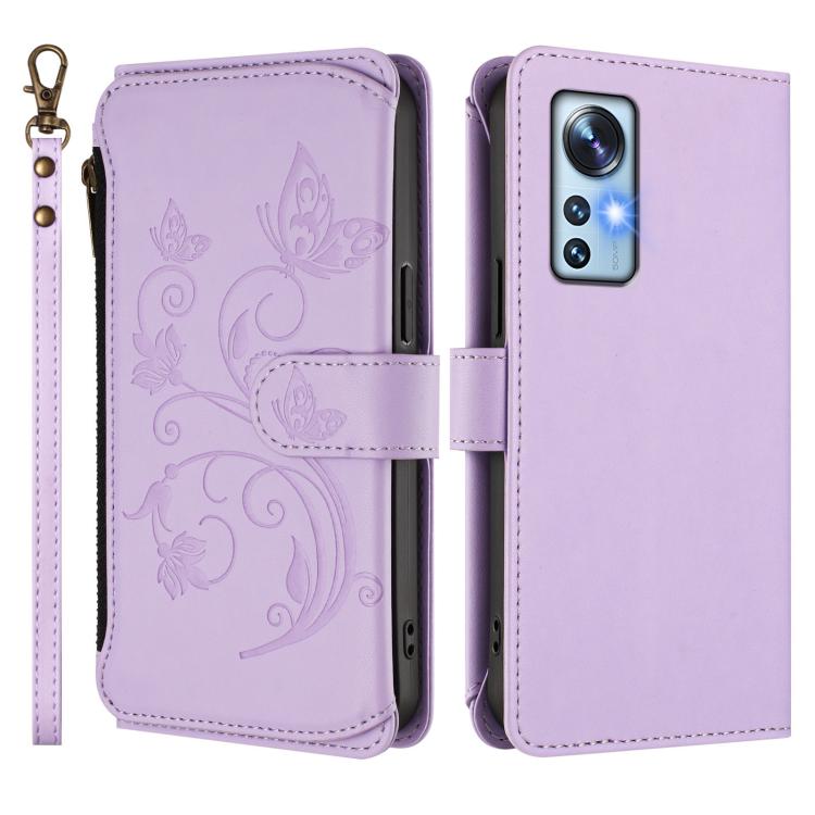 For Xiaomi 12 / Xiaomi 12X / Xiaomi 12S Butterfly Love Flower Multi-card Zipper Wallet Leather Phone Case