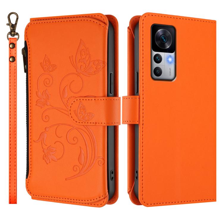 For Xiaomi 12T / 12T Pro / Redmi K50 Ultra Butterfly Love Flower Multi-card Zipper Wallet Leather Phone Case