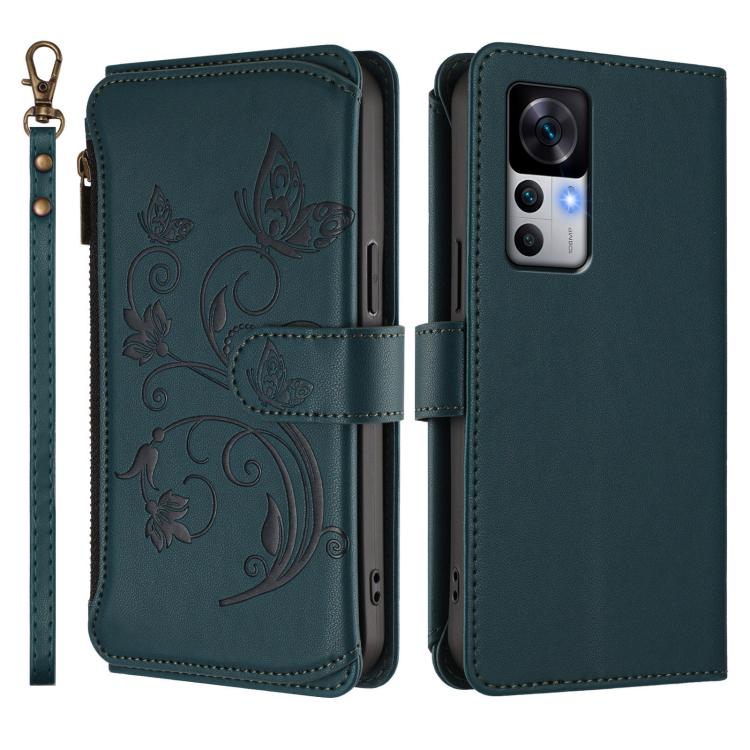 For Xiaomi 12T / 12T Pro / Redmi K50 Ultra Butterfly Love Flower Multi-card Zipper Wallet Leather Phone Case