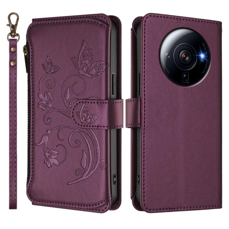 For Xiaomi 12S Ultra Butterfly Love Flower Multi-card Zipper Wallet Leather Phone Case
