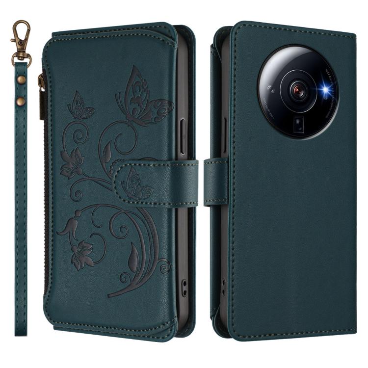 For Xiaomi 12S Ultra Butterfly Love Flower Multi-card Zipper Wallet Leather Phone Case