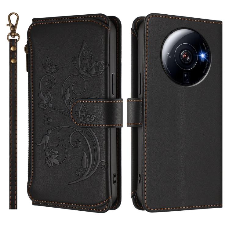 For Xiaomi 12S Ultra Butterfly Love Flower Multi-card Zipper Wallet Leather Phone Case