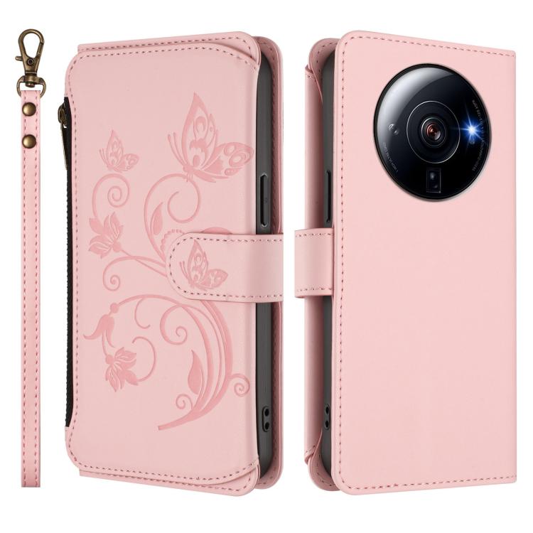 For Xiaomi 12S Ultra Butterfly Love Flower Multi-card Zipper Wallet Leather Phone Case