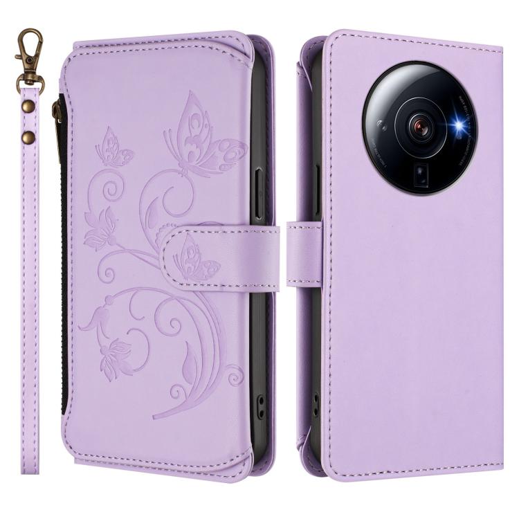 For Xiaomi 12S Ultra Butterfly Love Flower Multi-card Zipper Wallet Leather Phone Case