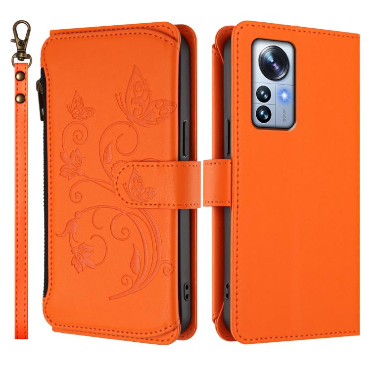 For Xiaomi 12 Pro / 12S Pro Butterfly Love Flower Multi-card Zipper Wallet Leather Phone Case