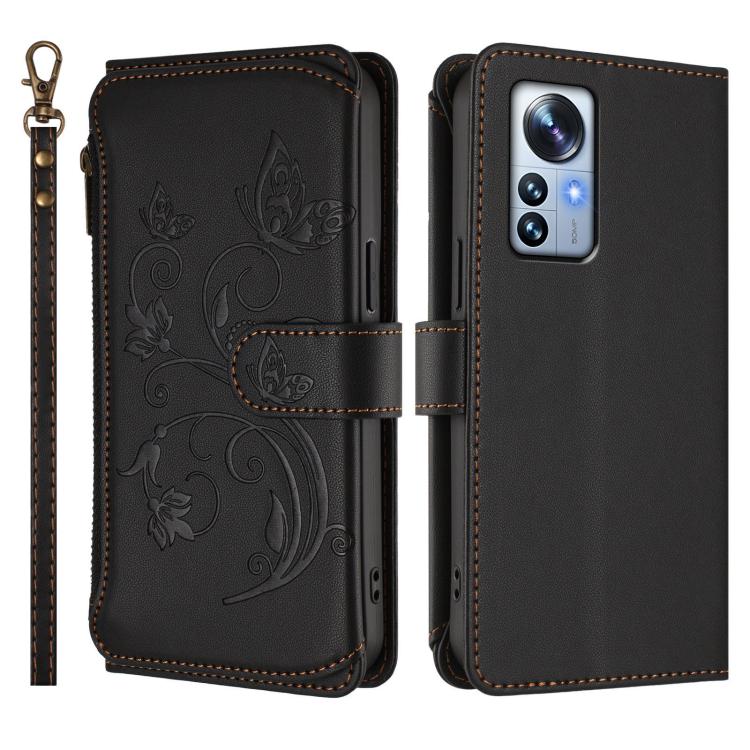 For Xiaomi 12 Pro / 12S Pro Butterfly Love Flower Multi-card Zipper Wallet Leather Phone Case