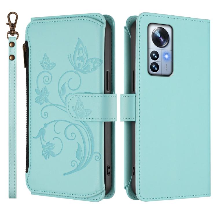 For Xiaomi 12 Pro / 12S Pro Butterfly Love Flower Multi-card Zipper Wallet Leather Phone Case
