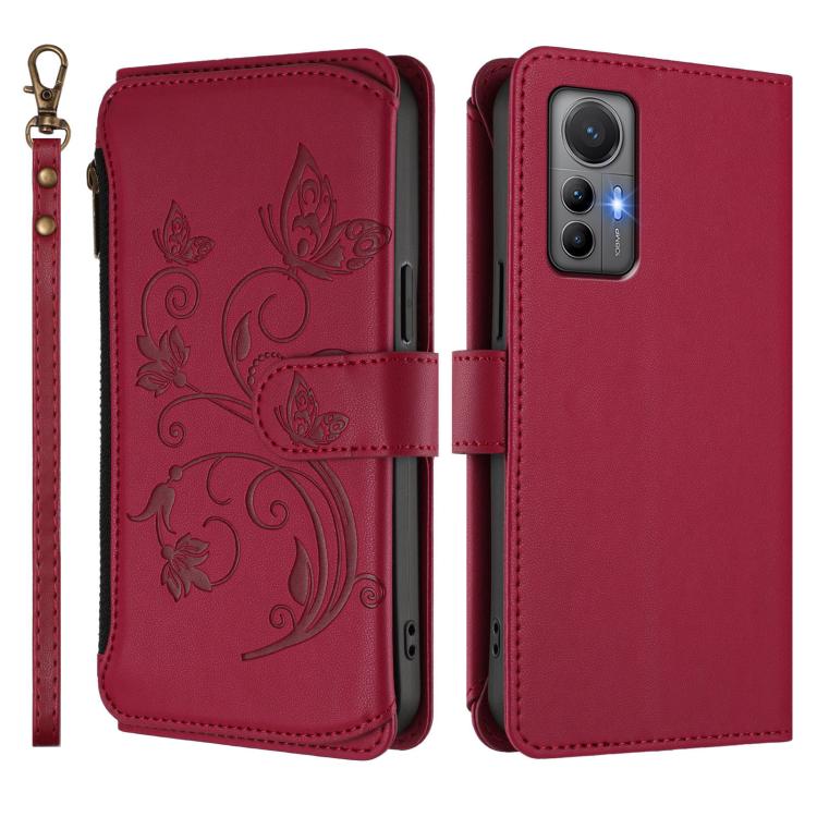 For Xiaomi 12 Lite Butterfly Love Flower Multi-card Zipper Wallet Leather Phone Case