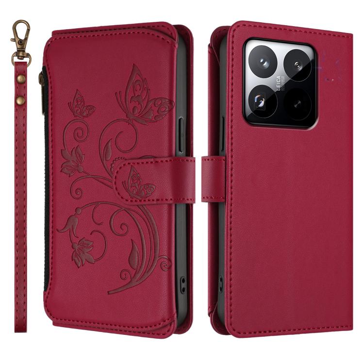 For Xiaomi 15T 5G Butterfly Love Flower Multi-card Zipper Wallet Leather Phone Case