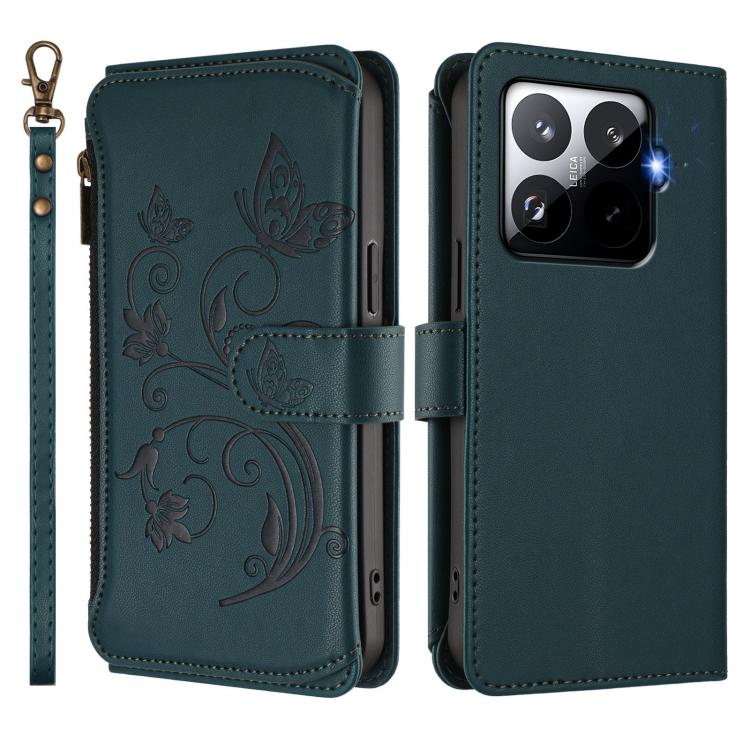 For Xiaomi 15T Pro 5G Butterfly Love Flower Multi-card Zipper Wallet Leather Phone Case