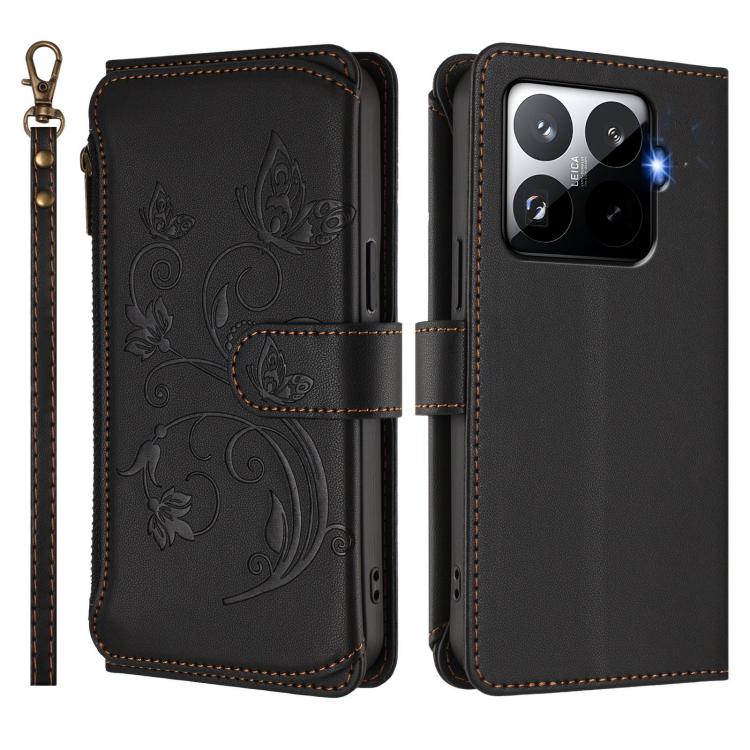 For Xiaomi 15T Pro 5G Butterfly Love Flower Multi-card Zipper Wallet Leather Phone Case