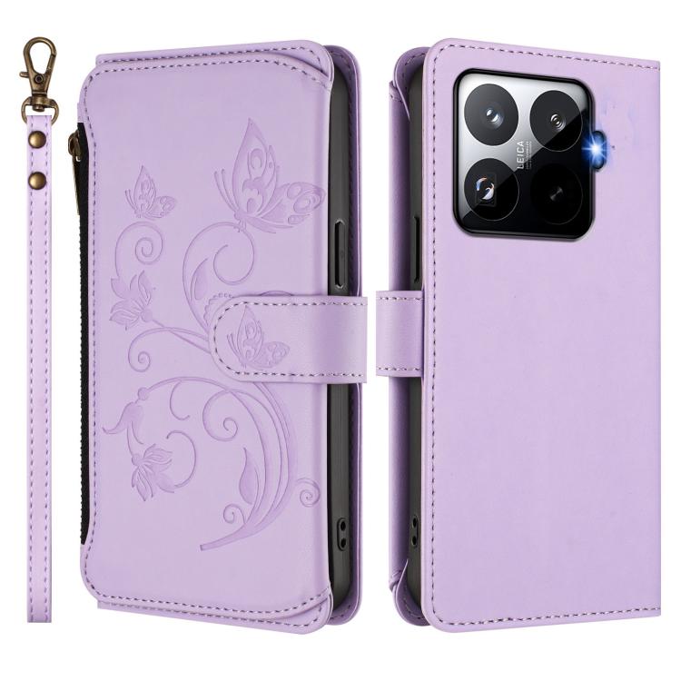 For Xiaomi 15T Pro 5G Butterfly Love Flower Multi-card Zipper Wallet Leather Phone Case