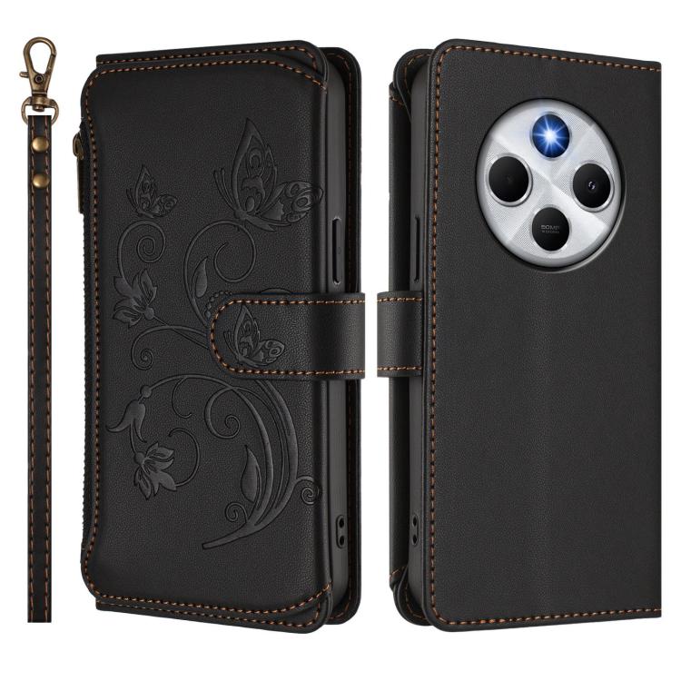 For Xiaomi Poco M7 5G / Poco C75 4G Butterfly Love Flower Multi-card Zipper Wallet Leather Phone Case