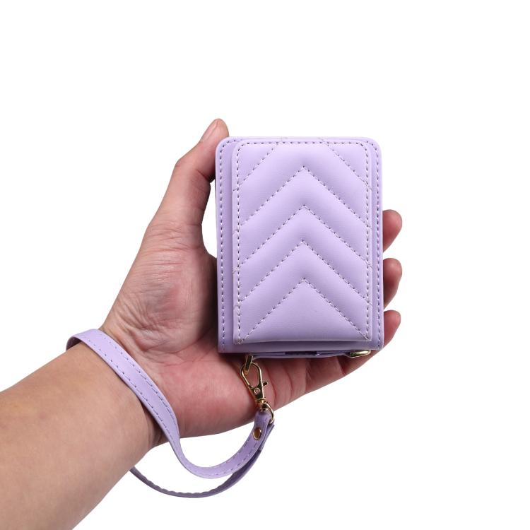 For Motorola Razr+ 2025 / 2024 Rhombic Folding Leather Phone Case with Long Lanyard