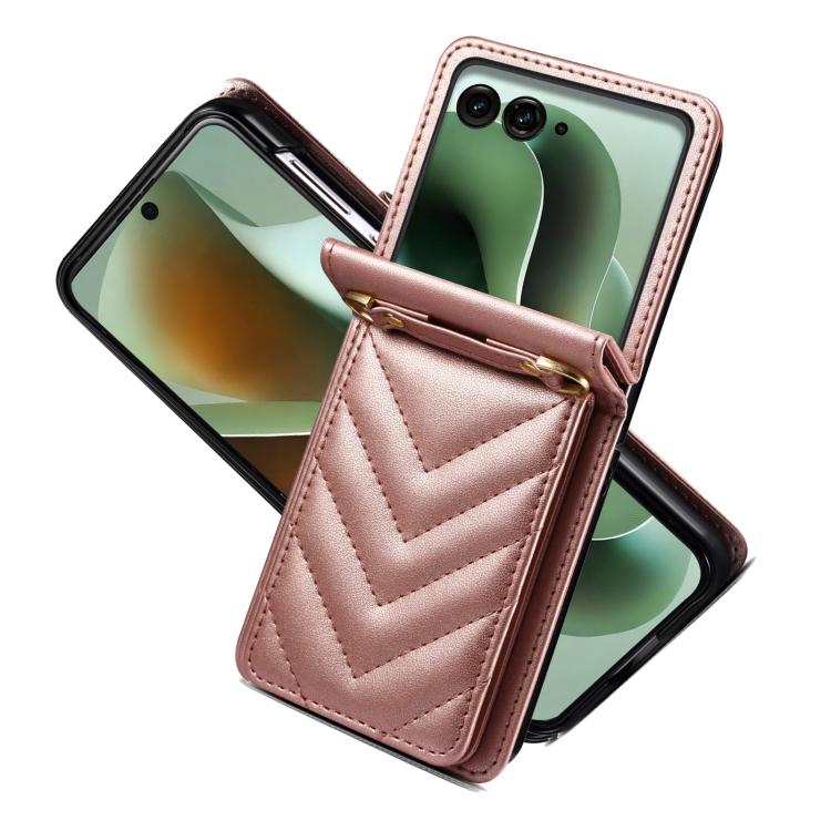 For Motorola Razr 60 Ultra / Ultra 2025 Rhombic Folding Leather Phone Case with Long Lanyard