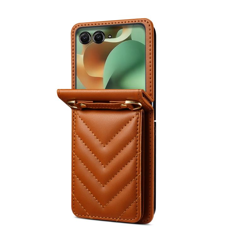 For Motorola Razr 60 / Razr 2025 Rhombic Folding Leather Phone Case with Long Lanyard