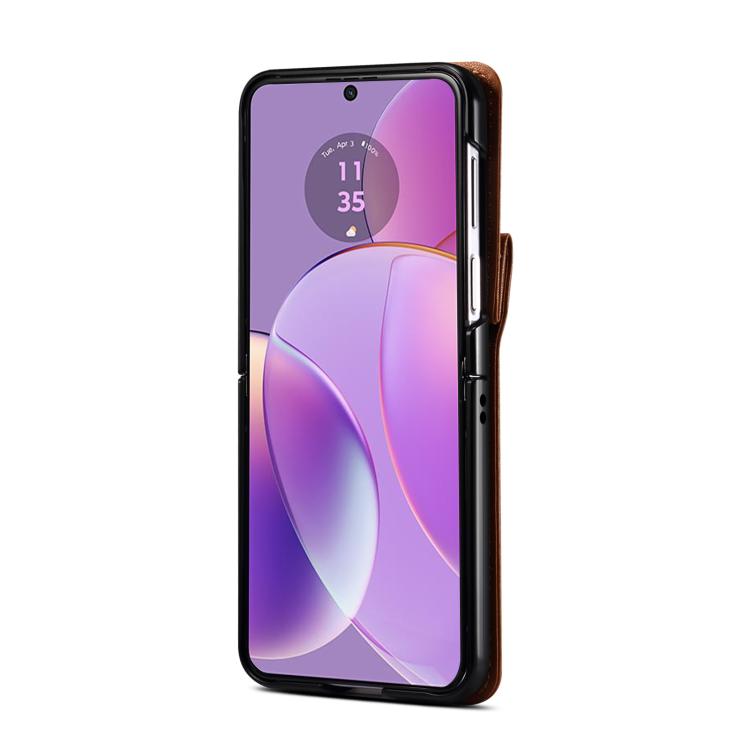 For Motorola Razr 40 Rhombic Folding Leather Phone Case with Long Lanyard