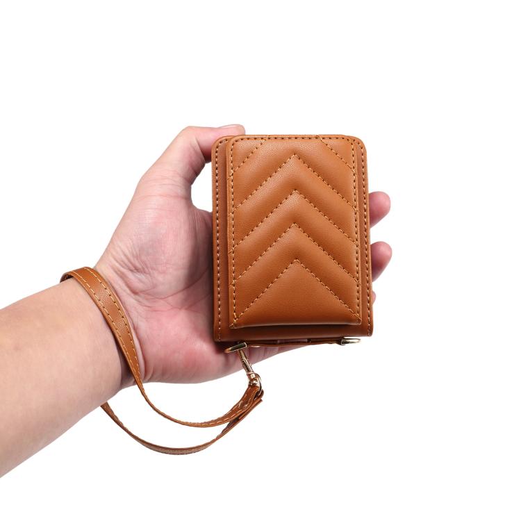 For Motorola Razr 40 Rhombic Folding Leather Phone Case with Long Lanyard