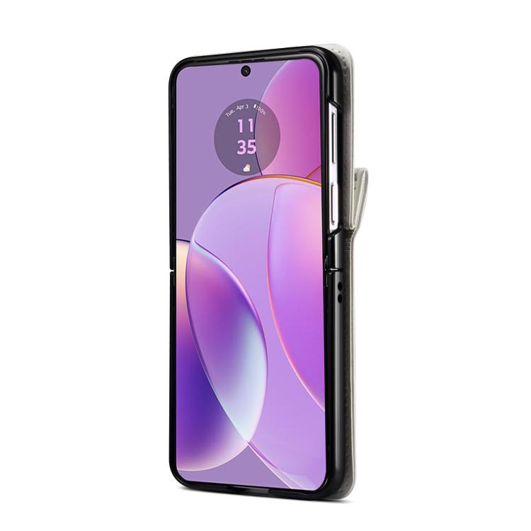 For Motorola Razr 40 Rhombic Folding Leather Phone Case with Long Lanyard