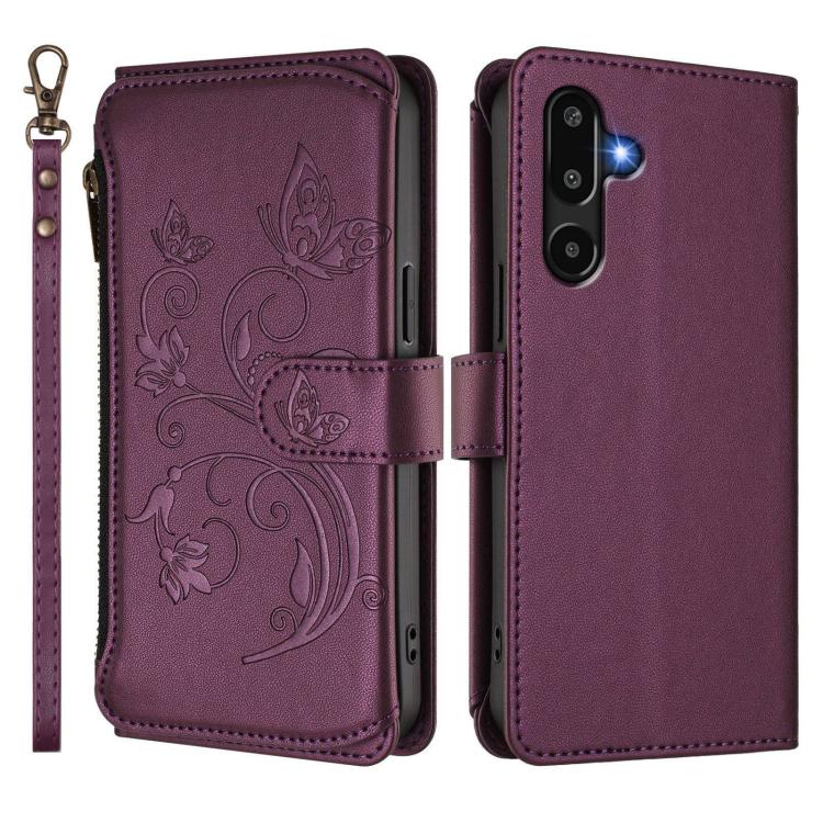 For Samsung Galaxy M16 5G / F16 5G Butterfly Love Flower Multi-card Zipper Wallet Leather Phone Case
