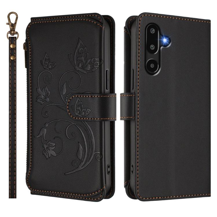 For Samsung Galaxy M16 5G / F16 5G Butterfly Love Flower Multi-card Zipper Wallet Leather Phone Case
