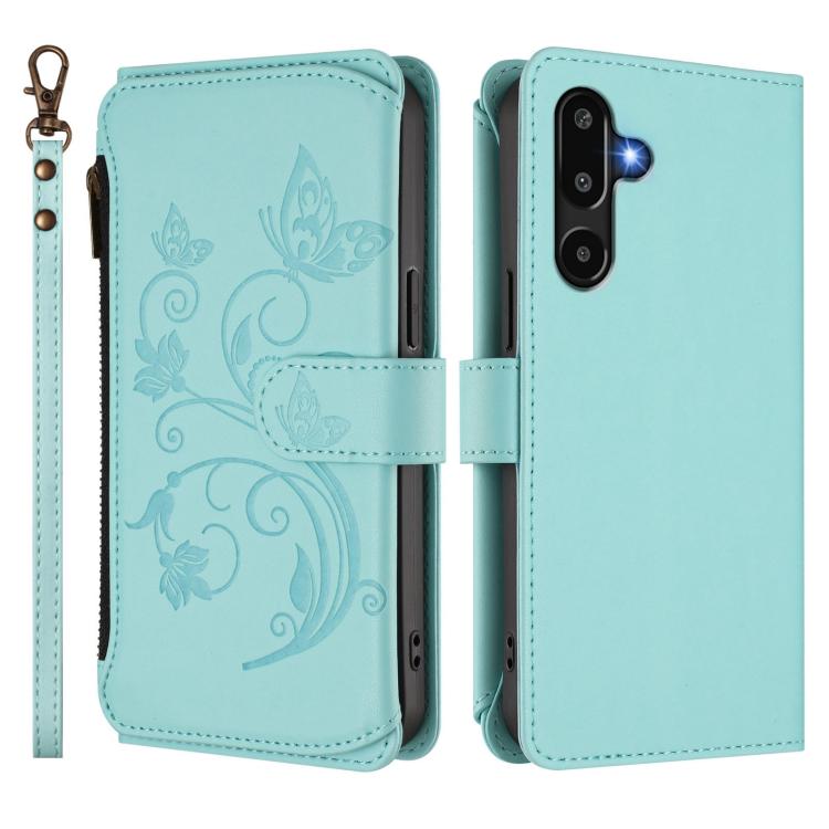 For Samsung Galaxy M16 5G / F16 5G Butterfly Love Flower Multi-card Zipper Wallet Leather Phone Case