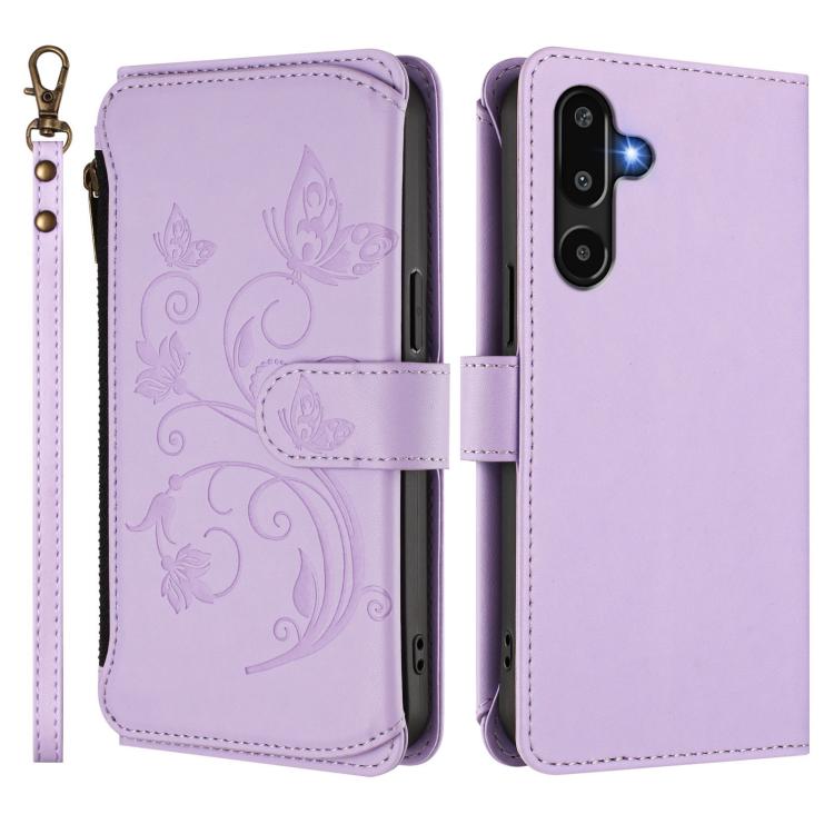 For Samsung Galaxy M16 5G / F16 5G Butterfly Love Flower Multi-card Zipper Wallet Leather Phone Case