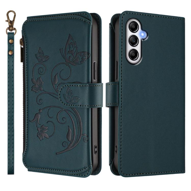 For Samsung Galaxy M14 5G Butterfly Love Flower Multi-card Zipper Wallet Leather Phone Case