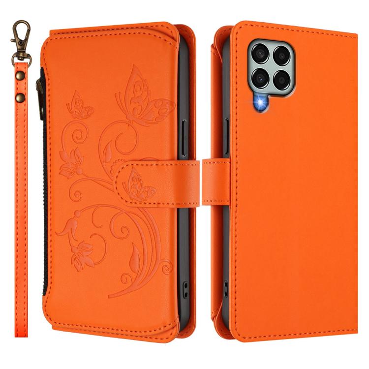 For Samsung Galaxy M33 5G Butterfly Love Flower Multi-card Zipper Wallet Leather Phone Case