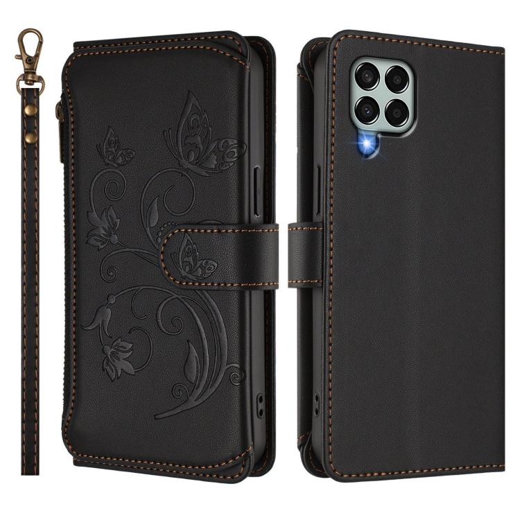 For Samsung Galaxy M33 5G Butterfly Love Flower Multi-card Zipper Wallet Leather Phone Case