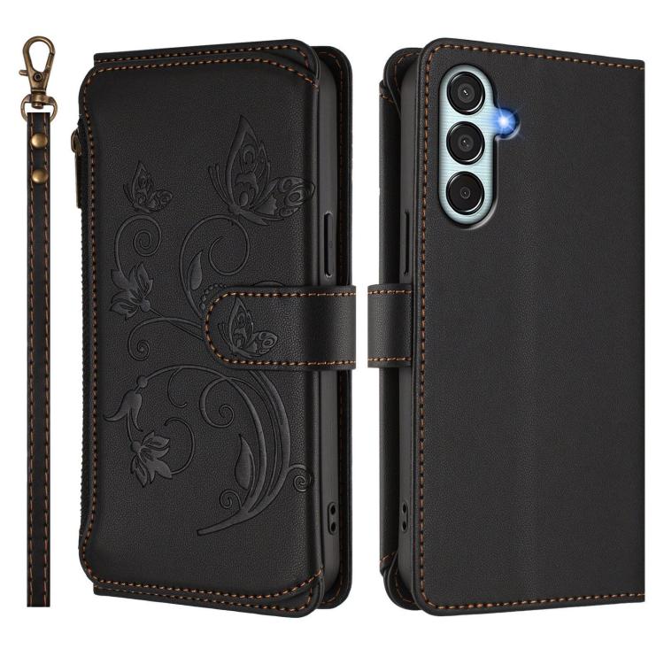 For Samsung Galaxy M34 5G / F34 5G Butterfly Love Flower Multi-card Zipper Wallet Leather Phone Case