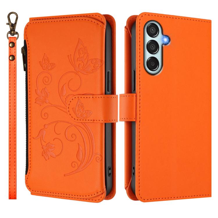 For Samsung Galaxy M35 5G Butterfly Love Flower Multi-card Zipper Wallet Leather Phone Case
