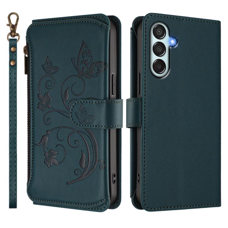 For Samsung Galaxy M35 5G Butterfly Love Flower Multi-card Zipper Wallet Leather Phone Case