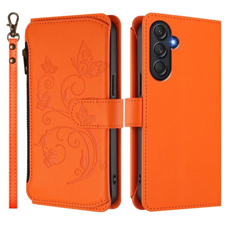 For Samsung Galaxy M54 5G / F54 5G Butterfly Love Flower Multi-card Zipper Wallet Leather Phone Case