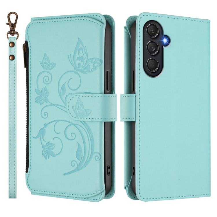 For Samsung Galaxy M54 5G / F54 5G Butterfly Love Flower Multi-card Zipper Wallet Leather Phone Case