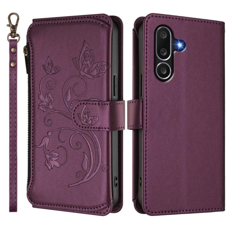 For Samsung Galaxy M56 5G Butterfly Love Flower Multi-card Zipper Wallet Leather Phone Case