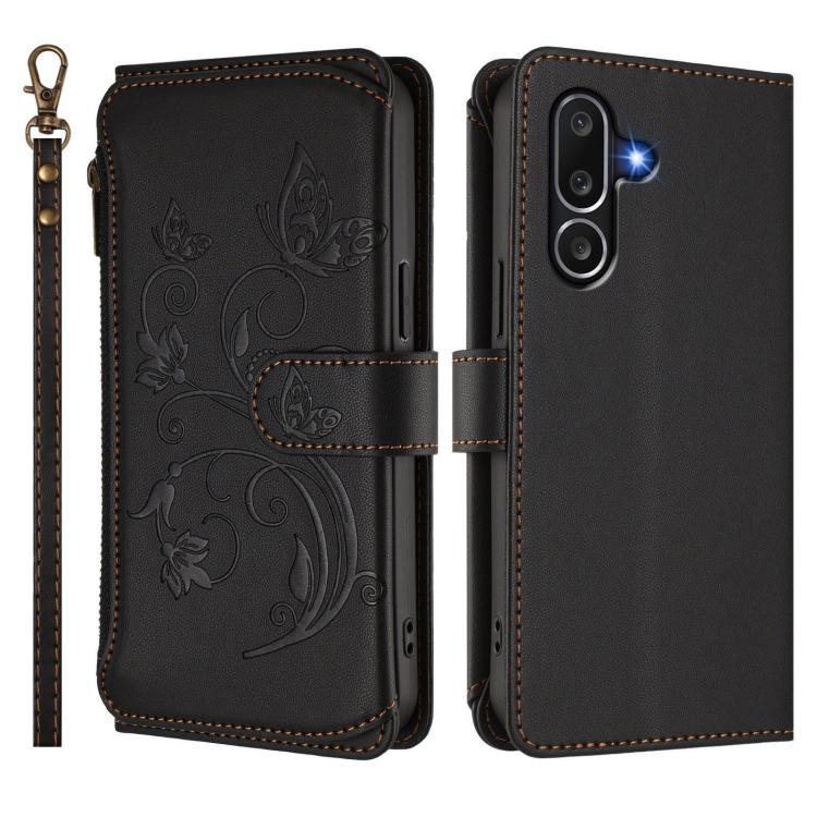 For Samsung Galaxy M56 5G Butterfly Love Flower Multi-card Zipper Wallet Leather Phone Case